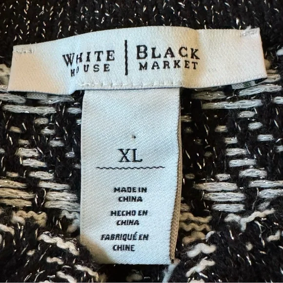 White House Black Market Womens Blazer XL Black Tweed Texture Jacket Long Sleeve - Picture 6 of 8